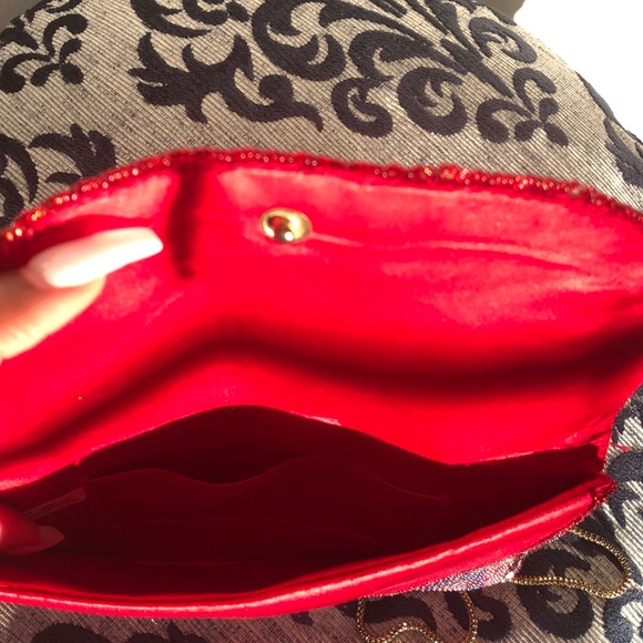 Vibrant Rare Red and Blue Hand Beaded Evening Bag - Picture 5 of 5